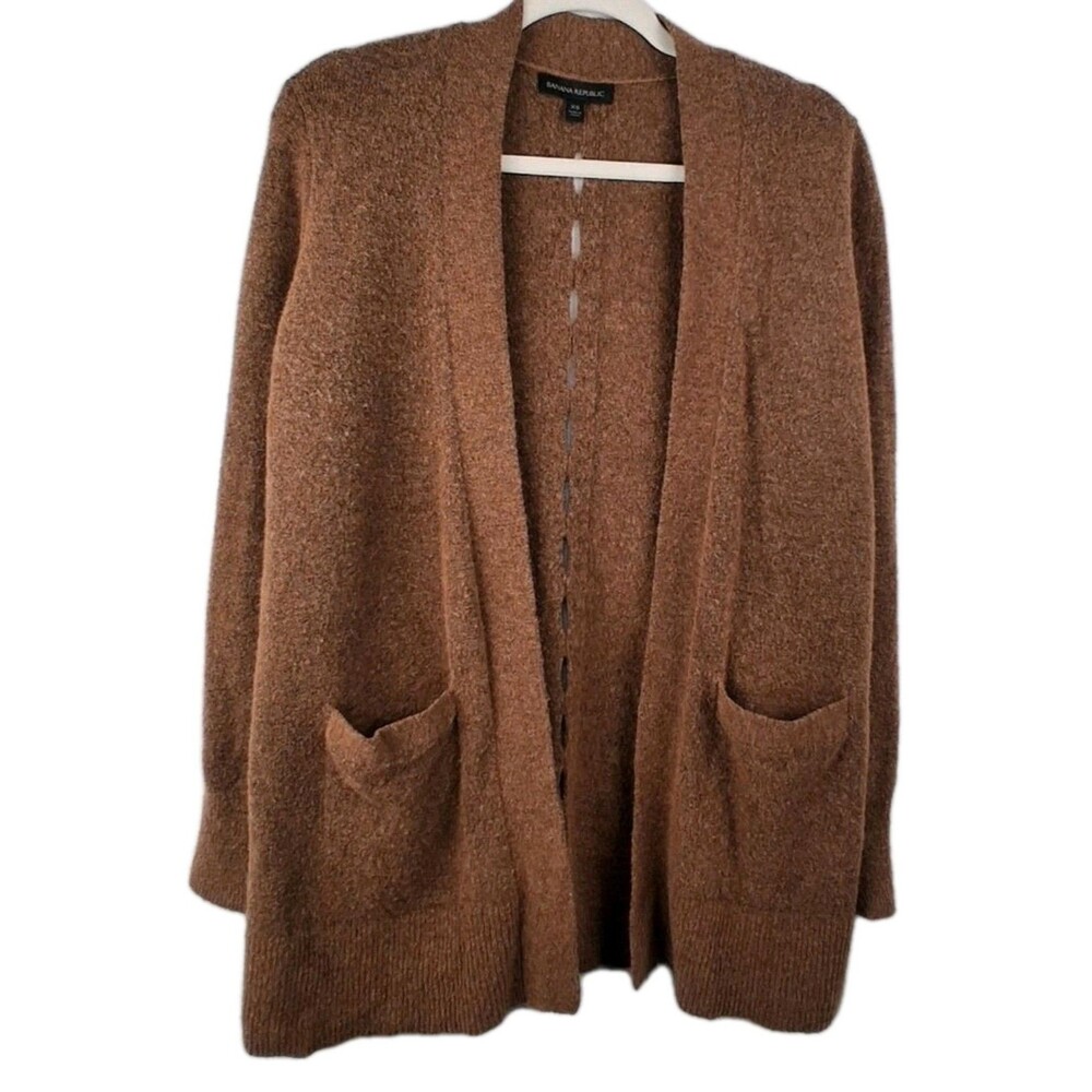 Wool Alpaca Blend Tan/Brown Knit Cardigan Banana Republic Women's Size XS